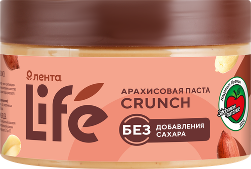 Паста арахисовая ЛЕНТА LIFE Crunch, 250г, детальное фото