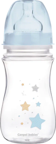Бутылочка для кормления CANPOL BABIES EasyStart 240мл, антиколиковая с широким горлышком, с 0 месяцев, в ассортименте, Арт. 35/217_blu, 35/217_pin, изображение
