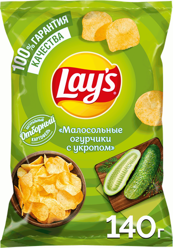Чипсы картофельные LAY'S Малосольные огурчики с укропом, 140г, изображение