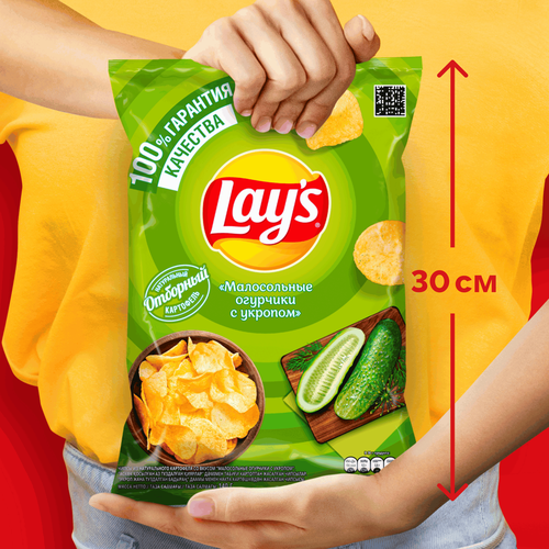 Чипсы картофельные LAY'S Малосольные огурчики с укропом, 140г, картинка