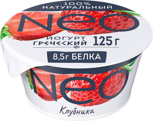 Йогурт NEO Греческий Клубника 1,7%, без змж, 125г, детальное фото