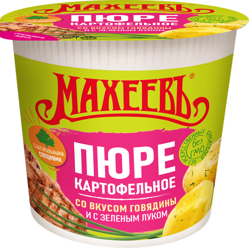 Пюре картофельное МАХЕЕВЪ со вкусом говядины и зеленым луком, 40г, вид