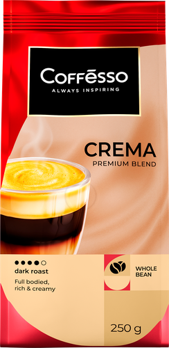 Кофе зерновой COFFESSO Crema жареный, 250г, фото