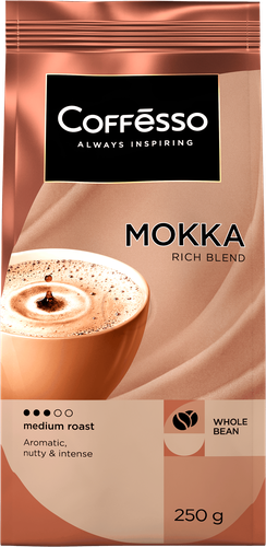 Кофе зерновой COFFESSO Mokka жареный, 250г, вид