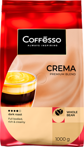 Кофе зерновой COFFESSO Crema жареный, 1кг, фото