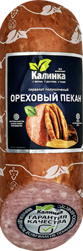 Колбаса полукопченая КАЛИНКА Сервелат Ореховый пекан, 350г, вид