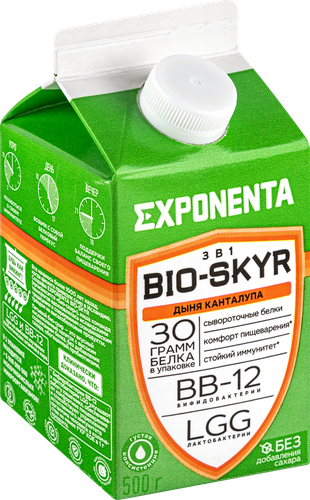 Напиток кисломолочный EXPONENTA Bio-Skyr Дыня канталупа, 500г, картинка
