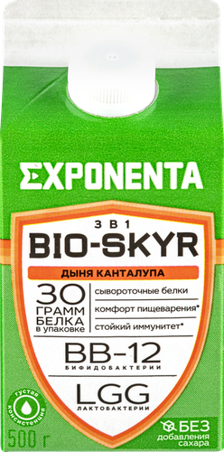 Напиток кисломолочный EXPONENTA Bio-Skyr Дыня канталупа, 500г, изображение