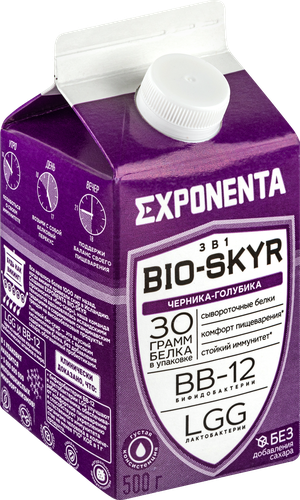 Напиток кисломолочный EXPONENTA Bio-Skyr Черника, голубика, 500г, фотография