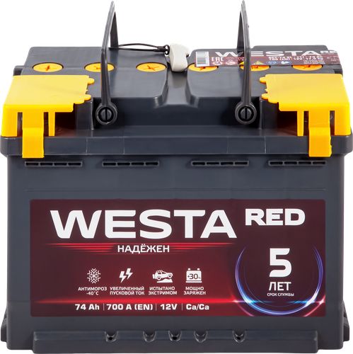 Батарея аккумуляторная WESTA RED 6ст-74, прямая полярность, фотография