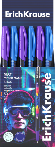 Ручка шариковая ERICHKRAUSE Neo stick cyber game, синий, Арт. 61016, картинка