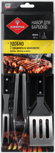 Набор для барбекю FORESTER лопатка, щипцы и вилка, Арт. BBQ-3/3, детальное фото