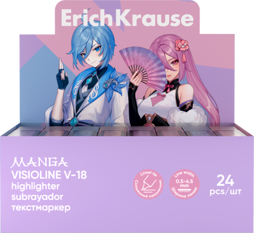 Текстмаркер ERICHKRAUSE Visioline V-18 manga, в ассортименте, Арт. 60812, изображение