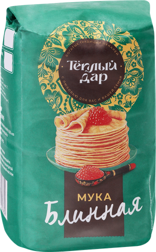 Мука ТЕПЛЫЙ ДАР Блинная, 1кг, крупный план