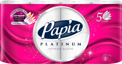 Бумага туалетная PAPIA Platinum 5-слоев, 8шт, детальное фото