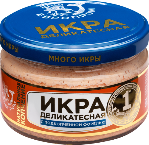 Икра ЕВРОПРОМ Деликатесная, с подкопченной форелью, 180г, вид