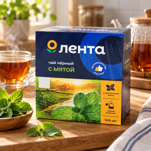 Чай черный ЛЕНТА с мятой, 100пак, фотография