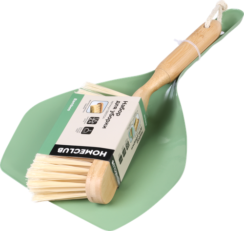 Набор для уборки HOMECLUB Bamboo, совок со сметкой, бамбук, металл, Арт. B8010A, изображение