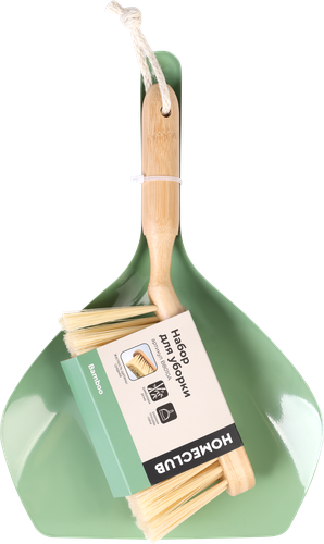 Набор для уборки HOMECLUB Bamboo, совок со сметкой, бамбук, металл, Арт. B8010A, детальное фото