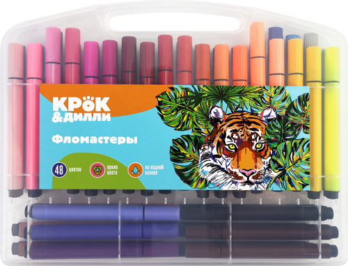 Фломастеры КРОК&ДИЛЛИ 48 цветов, в кейсе, Арт. NBV-BTS02, вид