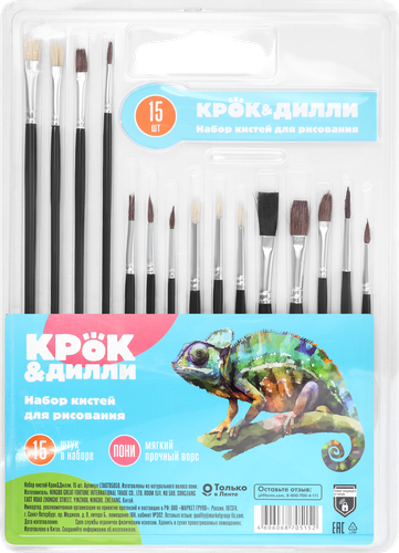 Набор кистей КРОК&ДИЛЛИ, Арт. LTA0705059, 15шт, фото