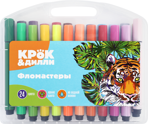 Фломастеры КРОК&ДИЛЛИ 24 цвета, Арт. LTA0705035, крупный план