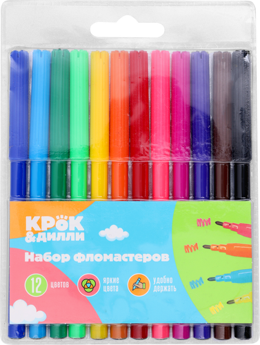 Фломастеры КРОК&ДИЛЛИ 12 цветов, Арт. MF923988-12, фотография