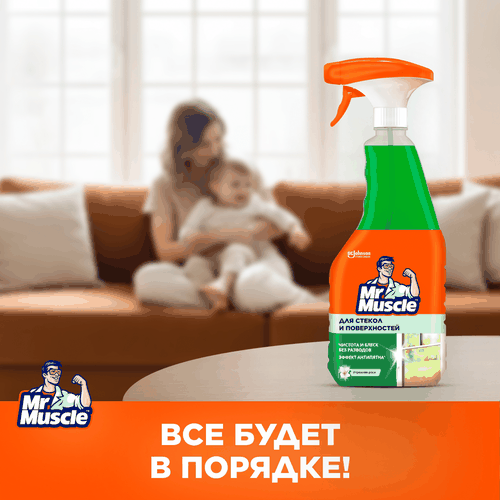 Средство чистящее для стекол и поверхностей MR MUSCLE Утренняя роса, сменная бутылка, 530мл, картинка
