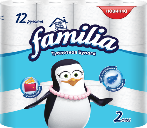 Бумага туалетная FAMILIA Classic 2-слоя, 12шт, вид