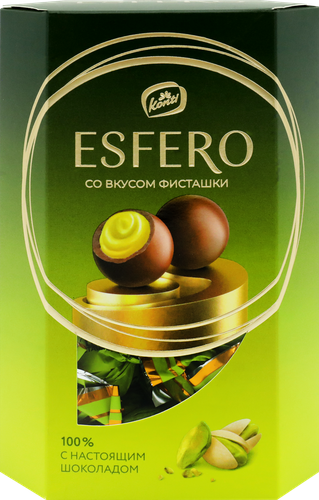 Конфеты ESFERO из молочного шоколада со вкусом фисташки, 186г, детальное фото