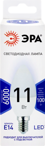 Лампа светодиодная ЭРА Std LED B35-11W-860-E14 11Вт свеча, холодный дневной свет, Арт. Б0032984, изображение