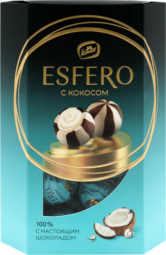Конфеты ESFERO из темного и белого шоколада с кокосом, 186г, фотография