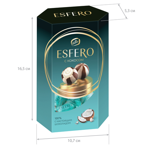 Конфеты ESFERO из темного и белого шоколада с кокосом, 186г, фото