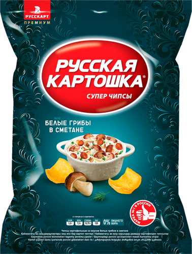 Чипсы картофельные РУССКАЯ КАРТОШКА со вкусом белых грибов в сметане, 105г, картинка