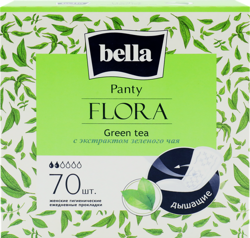 Прокладки BELLA Panty flora Green tea ежедневные, 70шт, детальное фото
