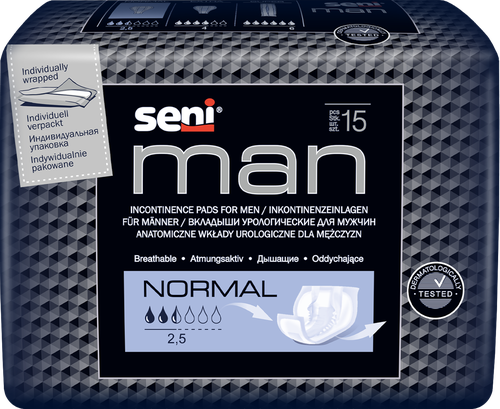 Вкладыши урологические SENI Man Normal, 15шт, крупный план