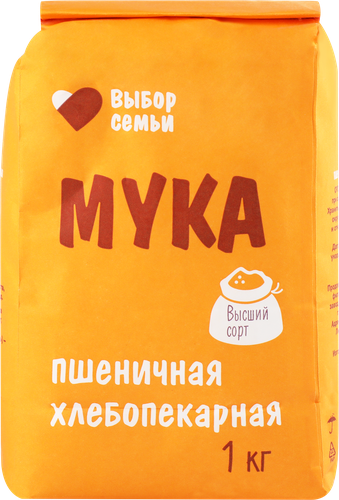Мука пшеничная ВЫБОР СЕМЬИ хлебопекарная высший сорт, 1кг, вид