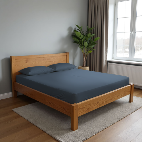 Простыня на резинке HOMECLUB 180x200(+/-3)см, синяя, Арт. HCBS-S-18-BL, крупный план