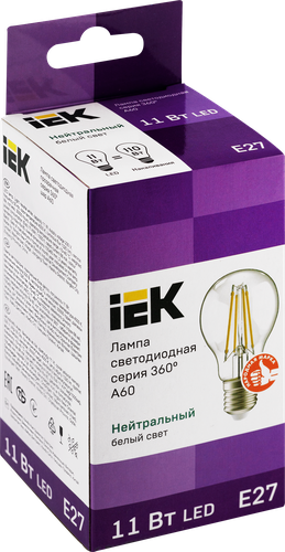 Лампа IEK LED шар 11Вт, 230В, 4000К, цоколь E27 360, Арт. LLF-A60-11-230-40-E27-CL, изображение