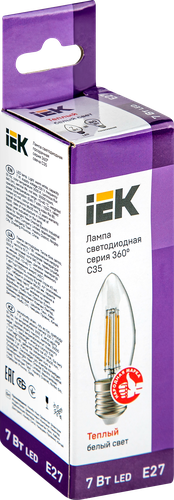 Лампа IEK LED свеча 7Вт, 230В, 3000К, цоколь Е27 360, Арт. LLF-C35-7-230-30-E27-CL, фото