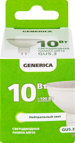 Лампа GENERICA LED софит 10Вт, 230В, 4000К, цоколь GU5.3, Арт., Арт. LL-MR16-10-230-40-GU5-G, крупный план