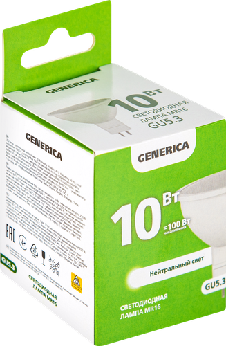 Лампа GENERICA LED софит 10Вт, 230В, 4000К, цоколь GU5.3, Арт., Арт. LL-MR16-10-230-40-GU5-G, фото