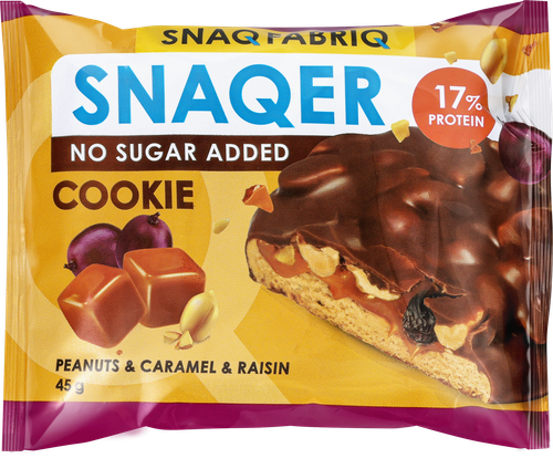 Печенье SNAQ FABRIQ Арахис, изюм и карамель, глазированное, 45г, картинка