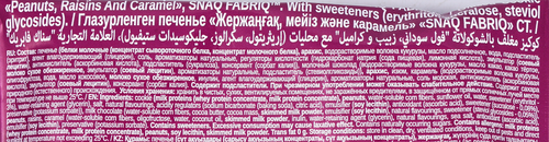 Печенье SNAQ FABRIQ Арахис, изюм и карамель, глазированное, 45г, вид