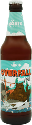 Пиво светлое KONIX BREWERY Ipa Overfall нефильтрованное пастеризованное 6,5%, 0.45л, вид