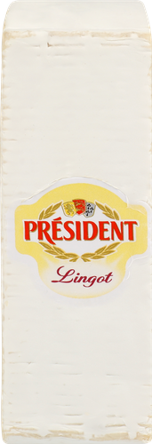 Сыр мягкий PRESIDENT Lingot с белой плесенью 60%, без змж, весовой, вид