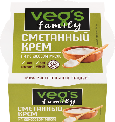 Крем VEG'S Family со вкусом сметаны на основе кокосового масла, 170г, вид