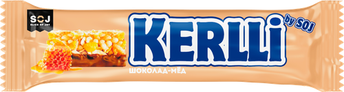 Батончик злаковый SOJ Kerlli с медом, в молочном шоколаде, 50г, крупный план