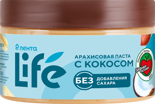 Паста арахисовая ЛЕНТА LIFE с кокосом, 250г, изображение