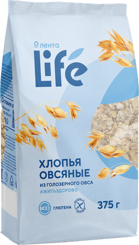 Хлопья овсяные безглютеновые ЛЕНТА LIFE, 375г, изображение